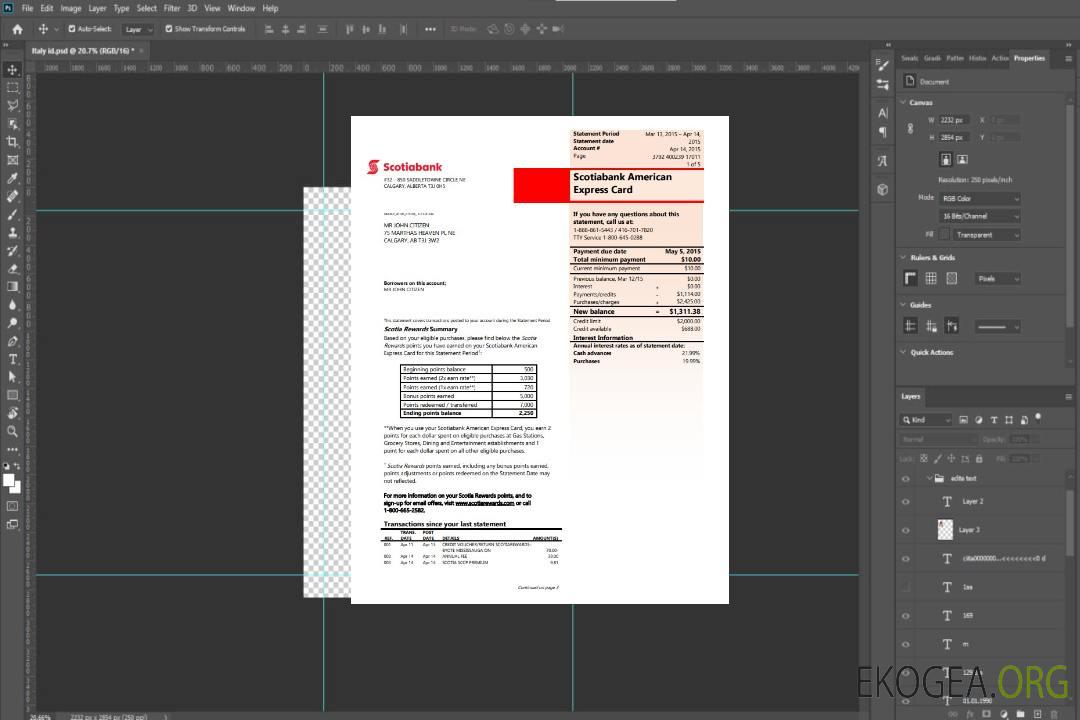 Relevé de la Banque Scotia du Canada template